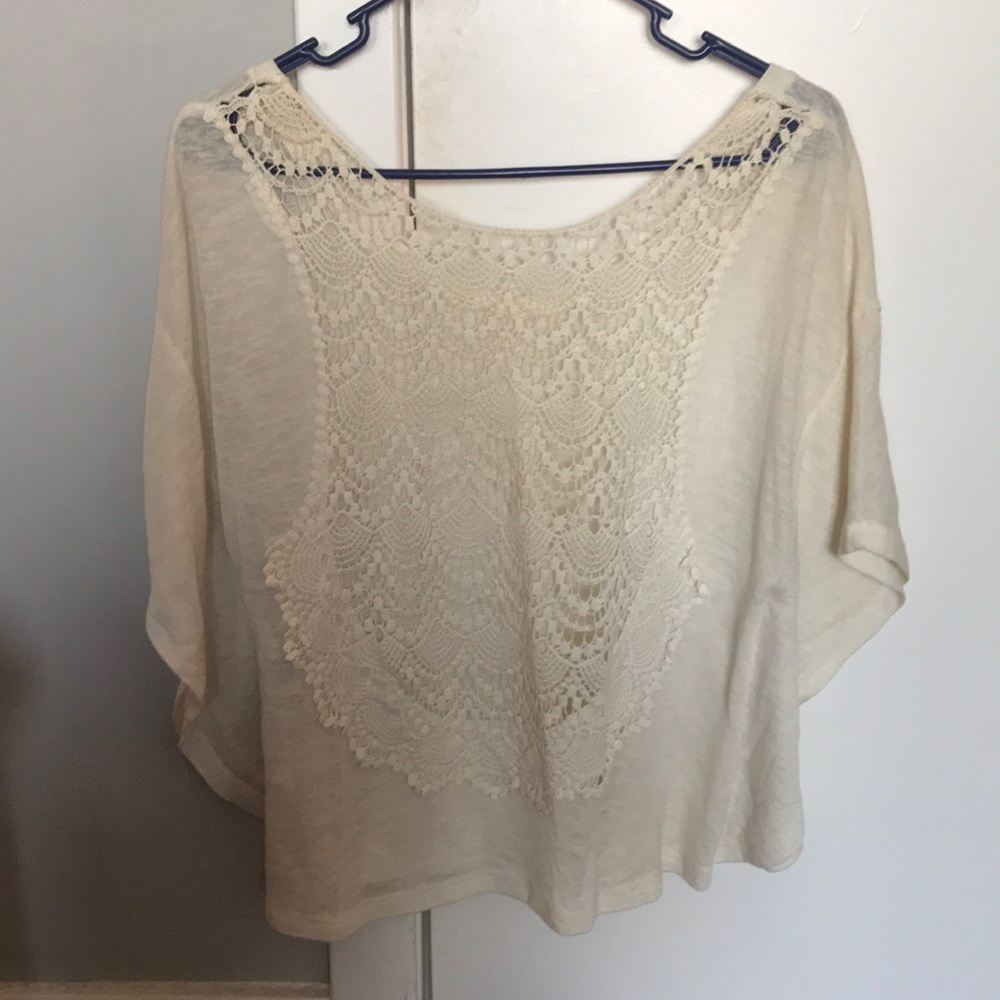 White Top with Crochet Back